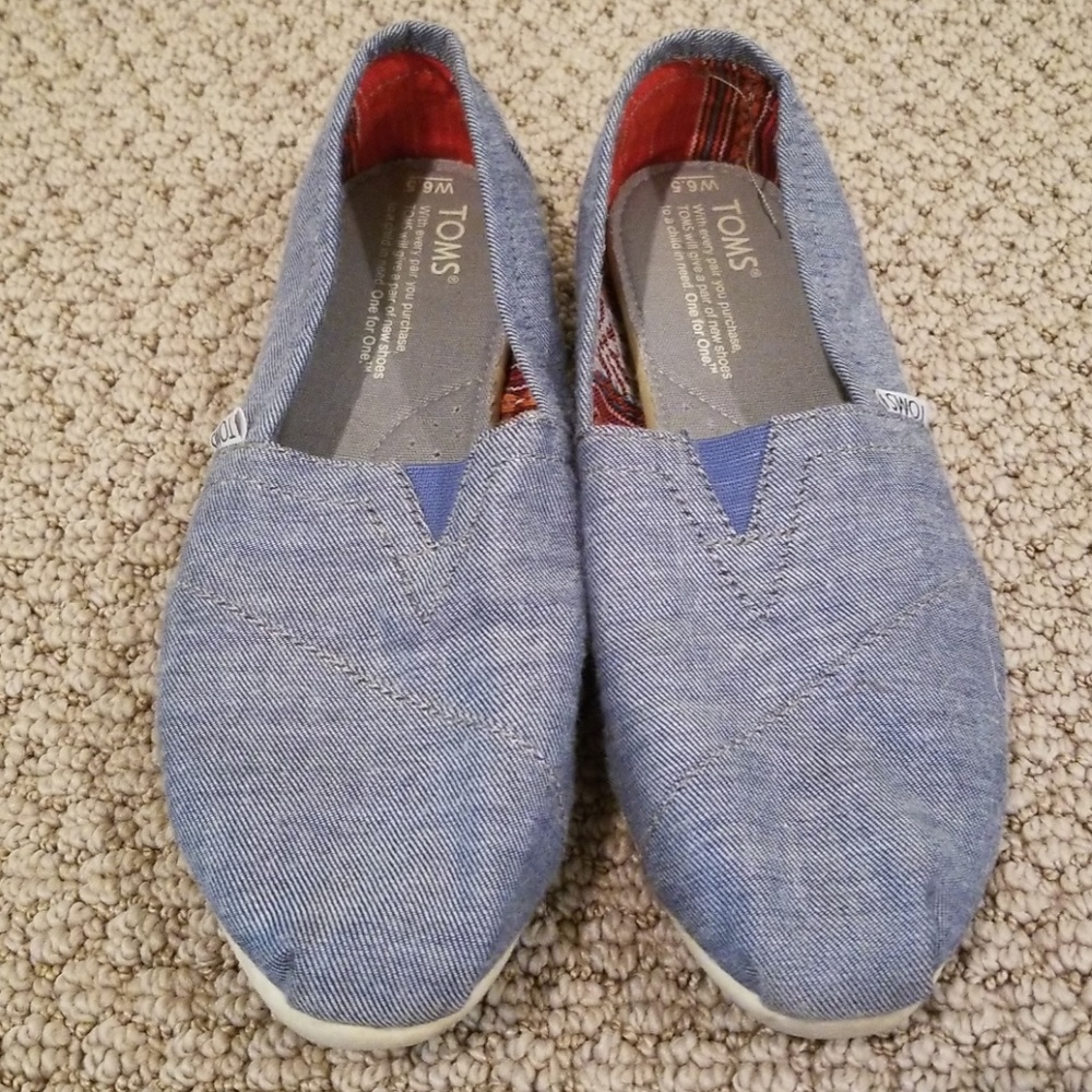 Chambray slip ons